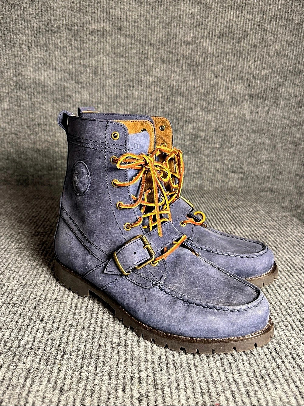 Polo Ralph Lauren Ranger Boots Navy Blue Nubuck Leather Men's Size 9.5 EUC